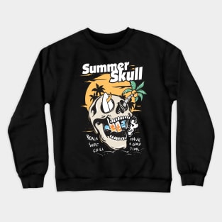 Summer Skull Concept Vector Art Crewneck Sweatshirt